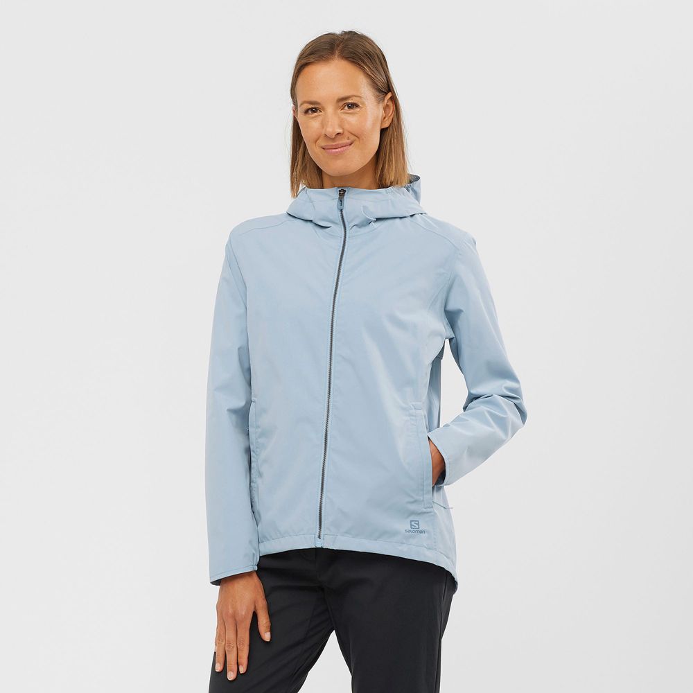 SALOMON ESSENTIAL WATERPROOF 2L Philippines - Women's Jackets - Ashley Blue | 926473-AZQ